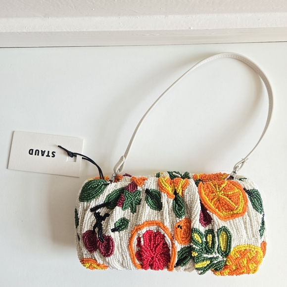 New Staud Beaded Bean Fruit Salad Shoulder Bag/Convertible Clutch NWT - Picture 11 of 14